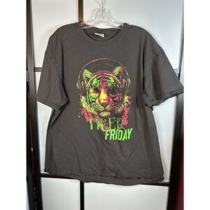 Tiger Friday T-shirt Short Sleeve Black Adult 2XL
